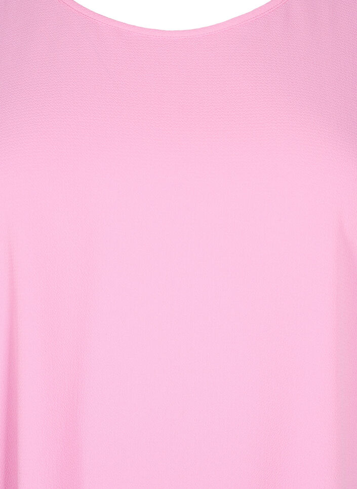 Bluse mit kurzen Ärmeln und einem Rundhalsausschnitt, Pink, Packshot image number 2