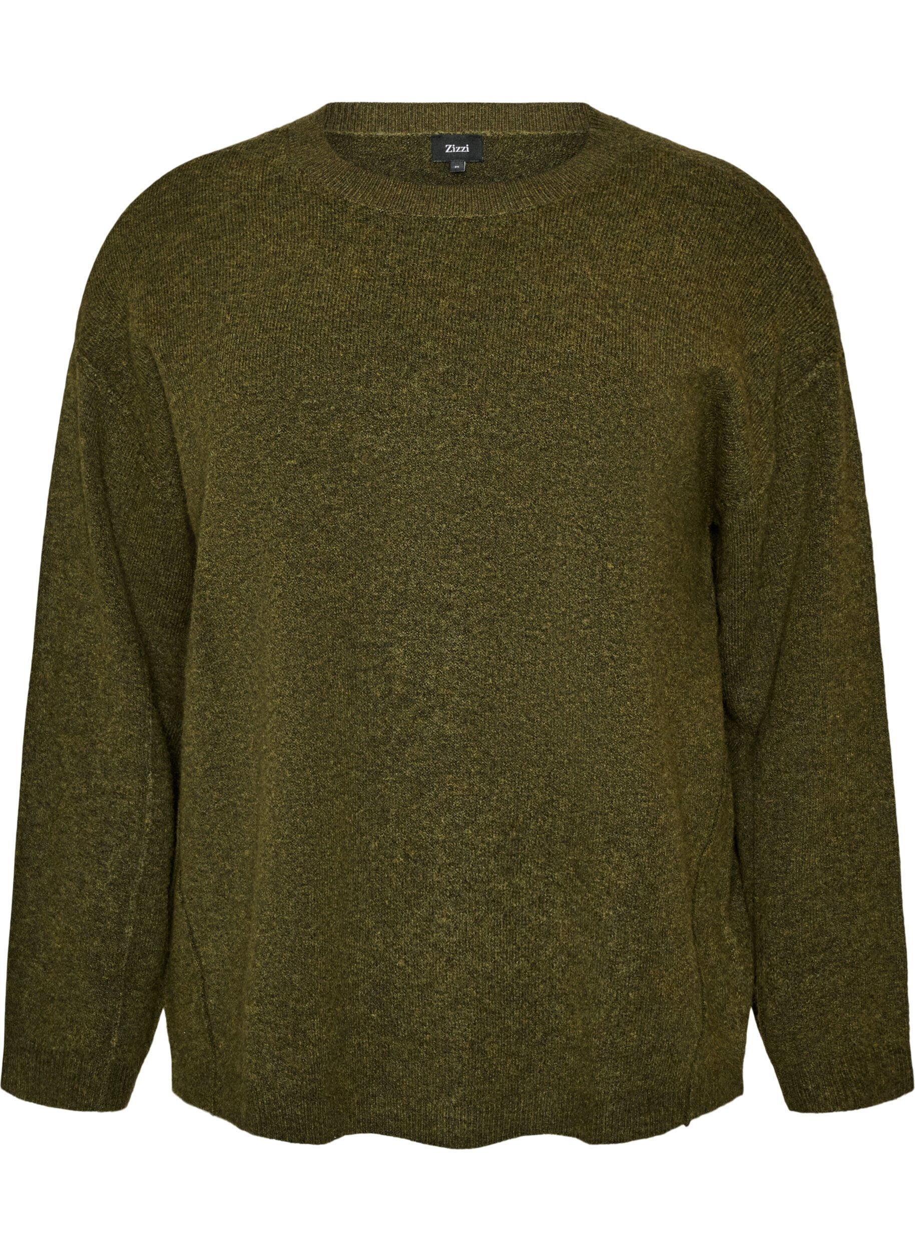 Lockerer Strickpullover mit Kontrastn&auml;hten