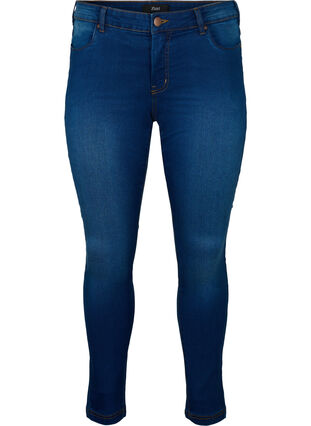 Slim Fit Emily Jeans mit normaler Taillenhöhe, Blue denim, Packshot image number 0