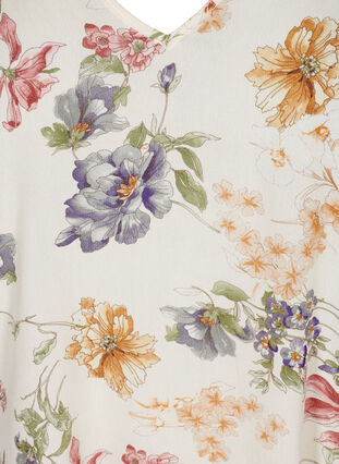 Kurzarm Bluse aus Viskose mit Blumenprint, Creme Vintage Flower, Packshot image number 2
