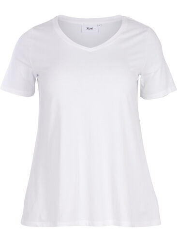 Einfarbiges basic T-Shirt aus Baumwolle, Bright White, Packshot image number 0
