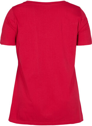Kurzarm T-Shirt aus Baumwolle mit A-Linie, Tango Red ENOUGH, Packshot image number 1