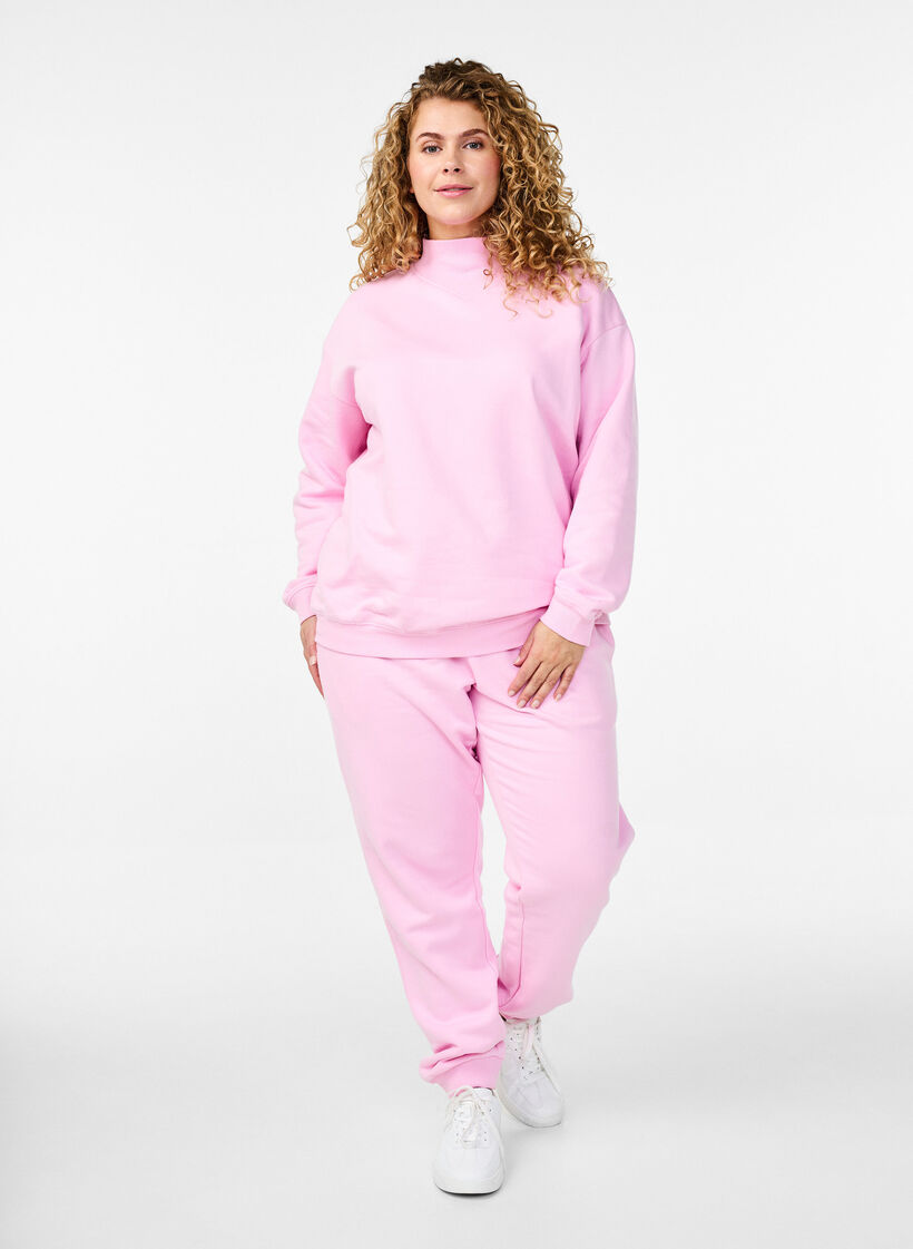 Sweatshirt mit hohem Kragen und langen &Auml;rmeln, Pink, Model image number 1