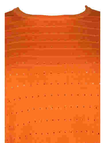 Strukturierte Strickbluse mit Rundhals, Vibrant Orange, Packshot image number 2
