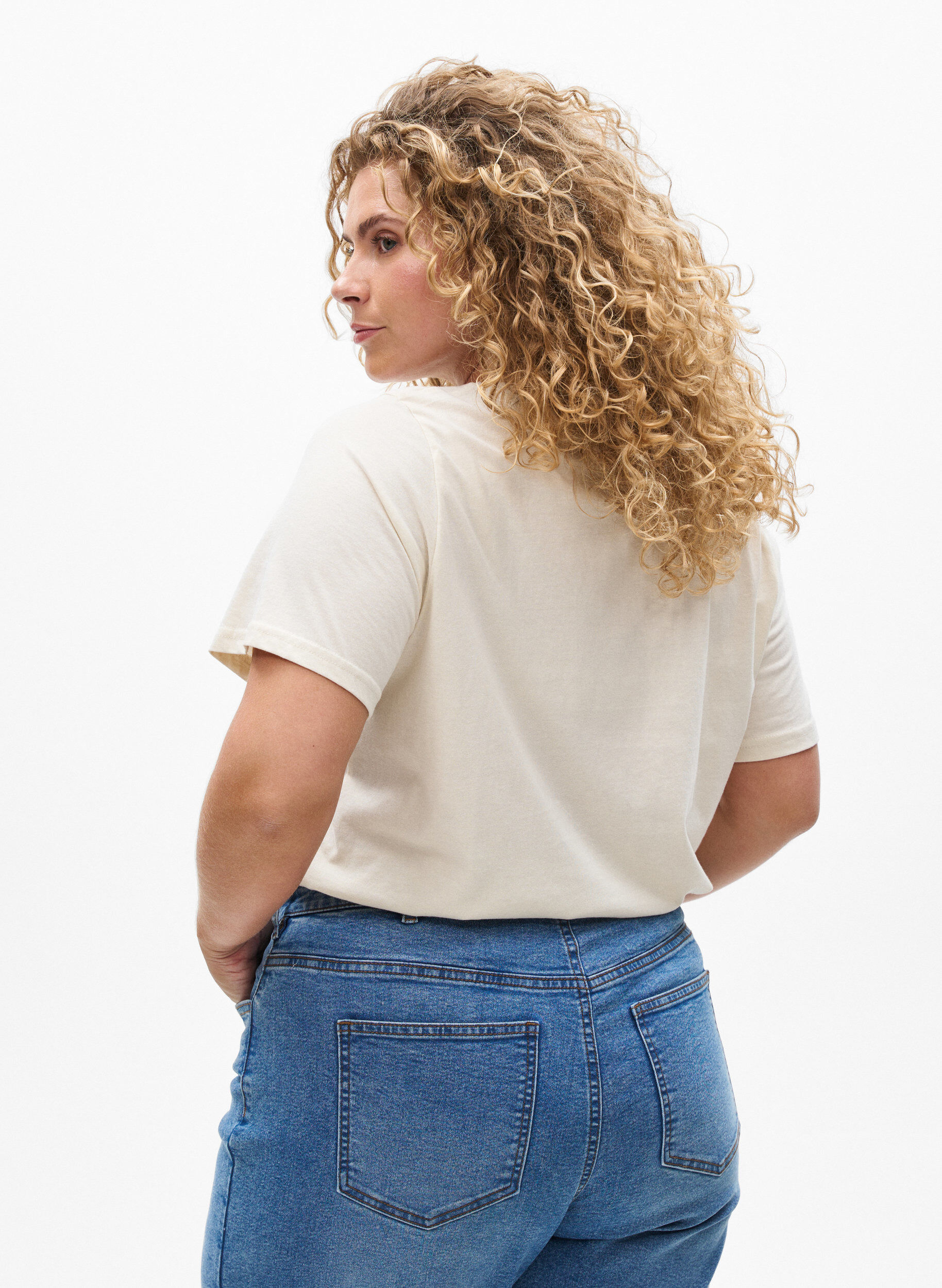 ZizziFLASH - T-Shirt mit Print, Beige, Model image number 2