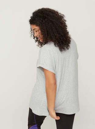 Kurzarm Trainings-T-Shirt mit Aufdruck, Light Grey Melange, Model image number 1