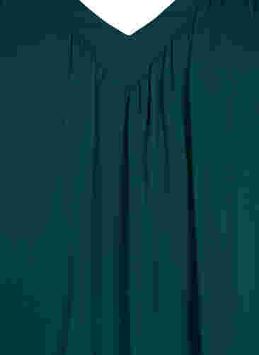 Einfarbige Bluse mit Fledermausärmeln und V-Ausschnitt, Ponderosa Pine, Packshot image number 2