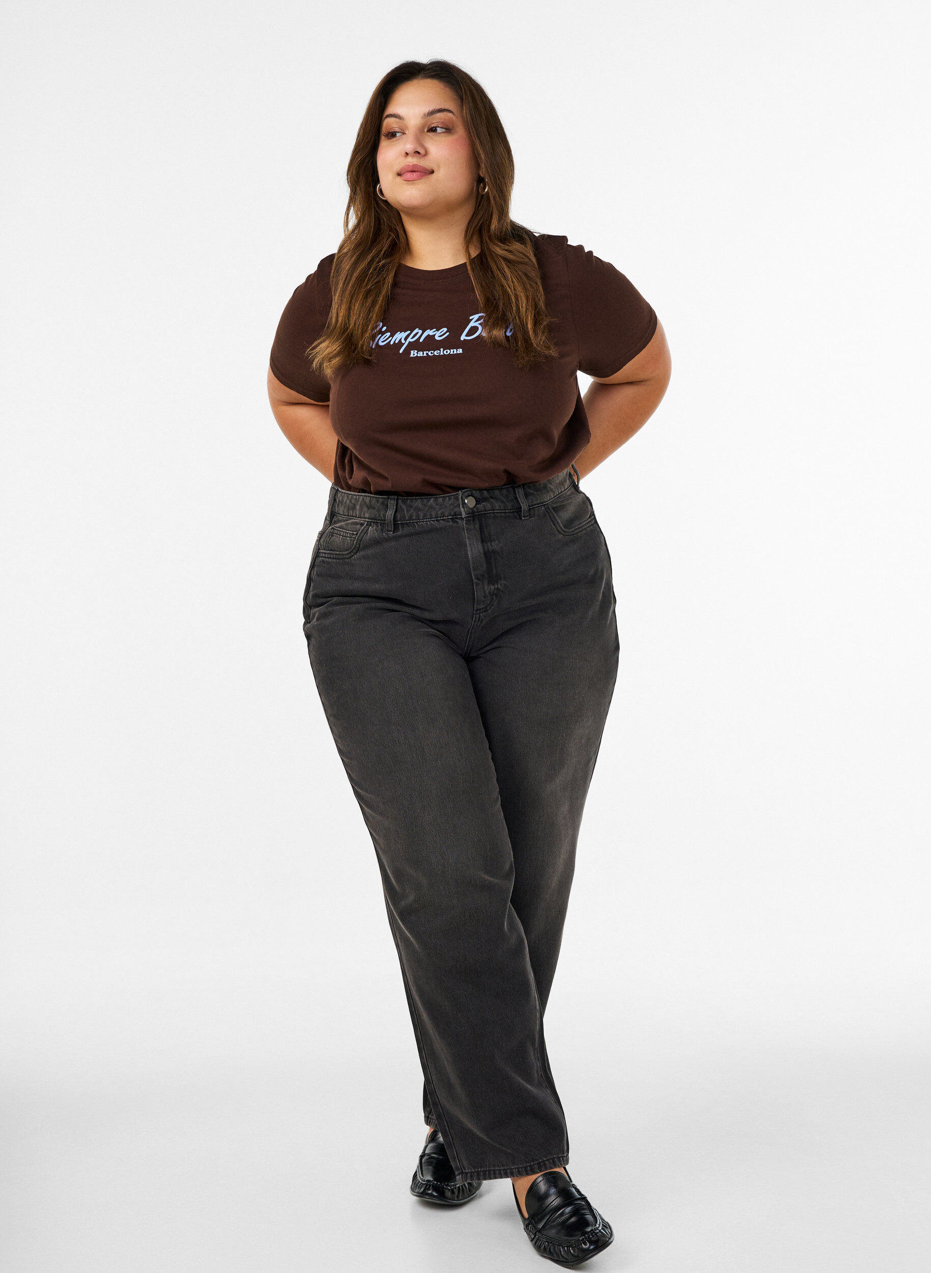 ZizziT-Shirt aus Bio-Baumwolle mit Print, Braun, Model image number 1