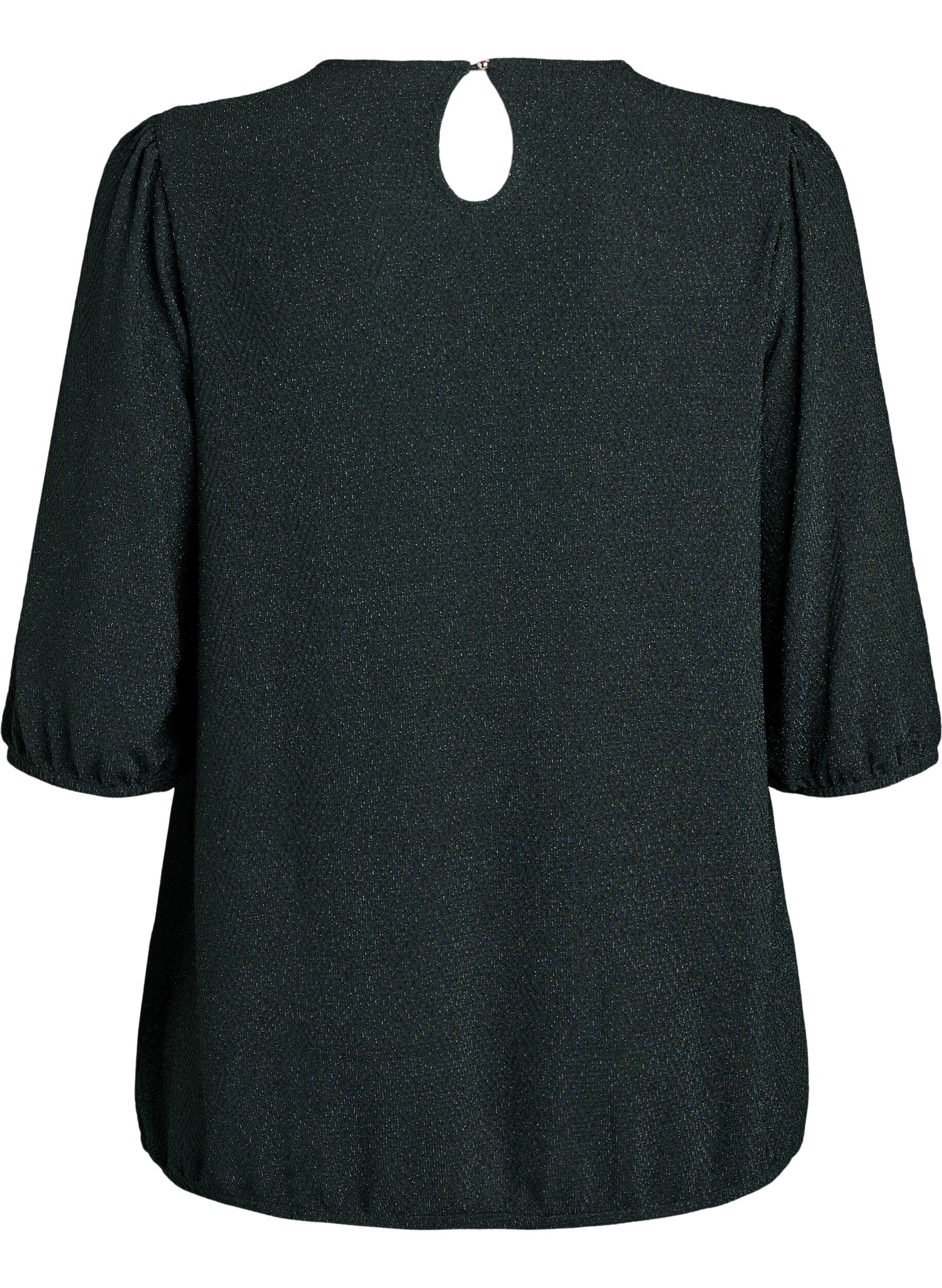 ZizziBluse mit Glitzermuster und 3/4-&Auml;rmeln, Gr&uuml;n, Packshot image number 1