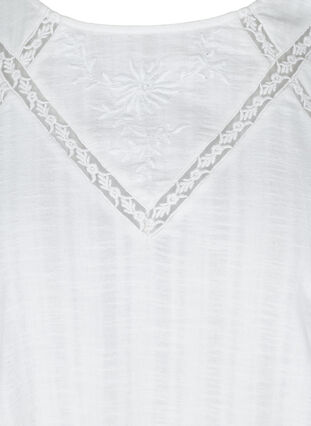 Langarm Bluse aus Baumwolle mit Stickerei, Bright White, Packshot image number 2