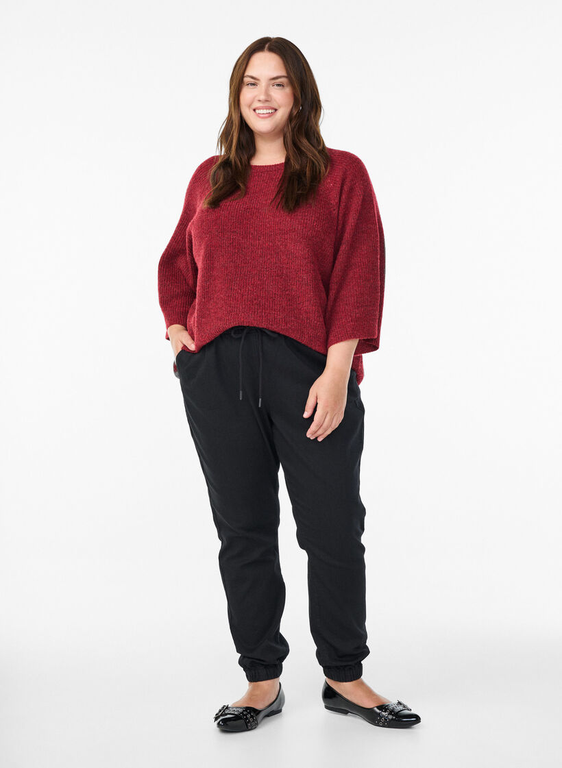 Ripppullover mit 3/4-&Auml;rmeln, Rot, Model image number 1