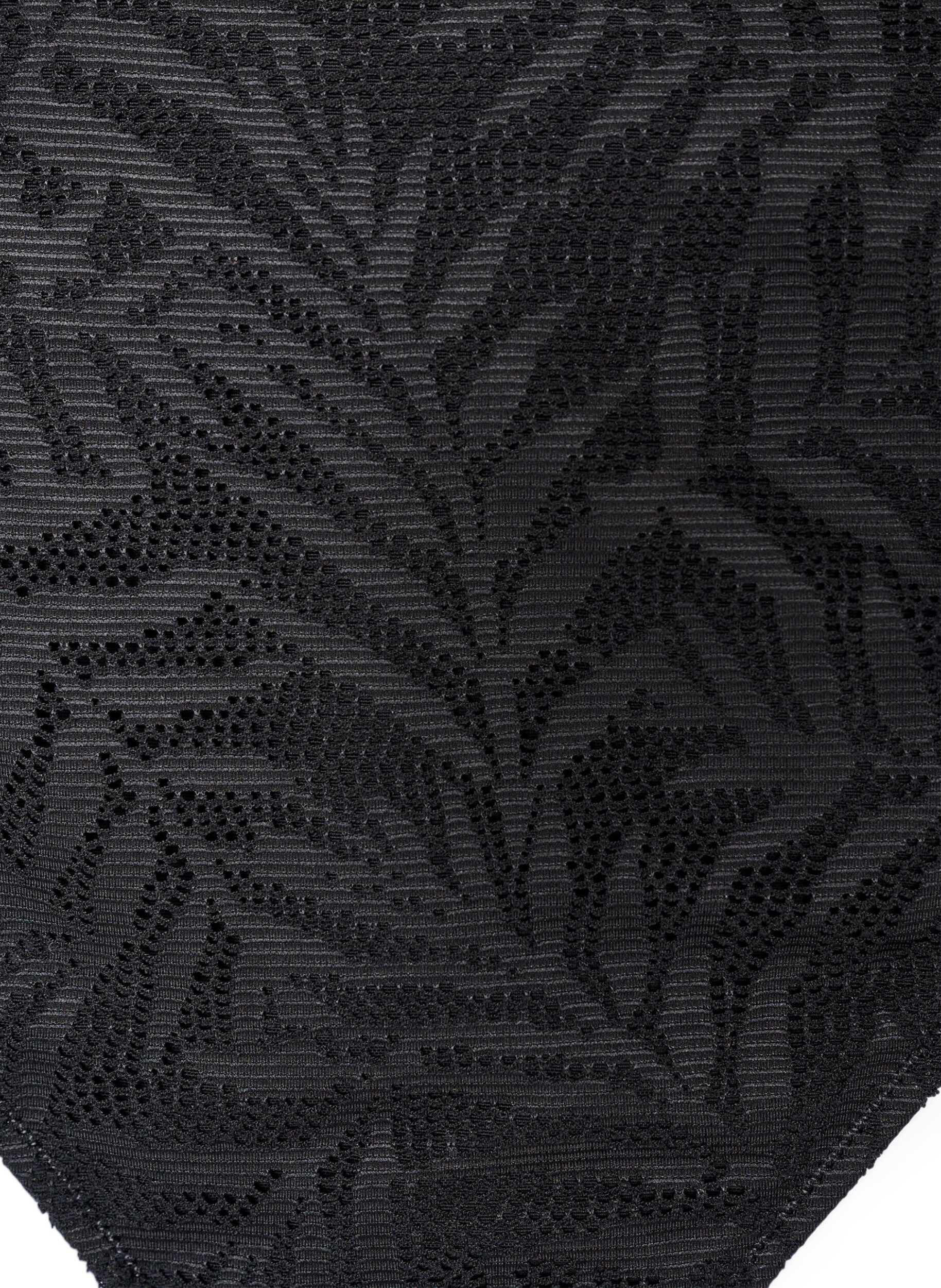 ZizziBrasilianischer Bikini-Slip aus strukturiertem Mesh, Schwarz, Packshot image number 2