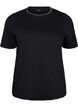 T-Shirt aus Baumwolle mit gewellten Kontrastkanten, Schwarz, Packshot image number 0