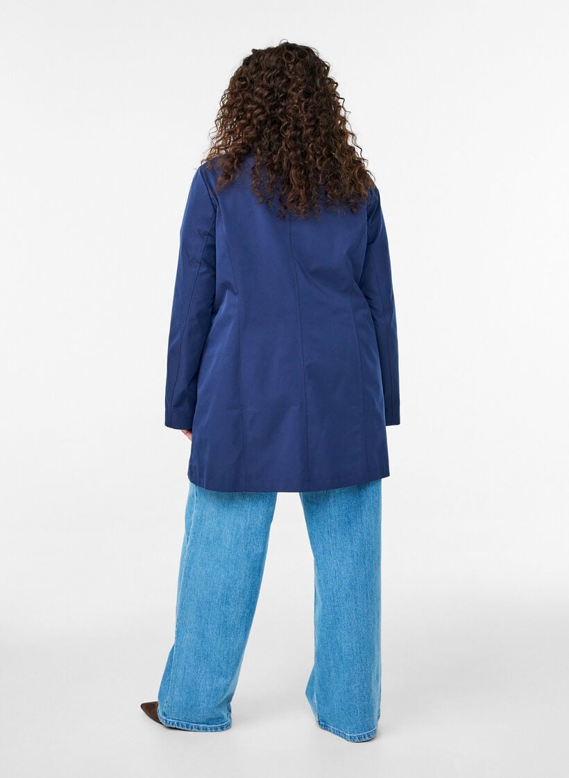 &Uuml;bergangsjacke mit Taschen und hohem Kragen, Blau, Model image number 2