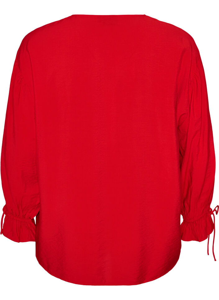 Viskosebluse mit Bindeb&auml;ndern und R&uuml;schendetails, Rot, Packshot image number 1