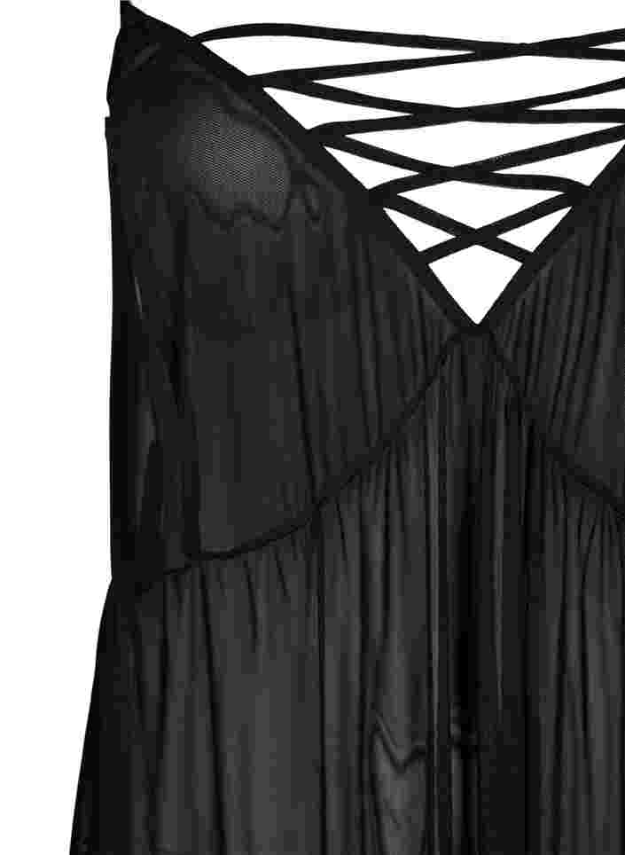 Mesh Nachthemd mit String-Details, Black, Packshot image number 2