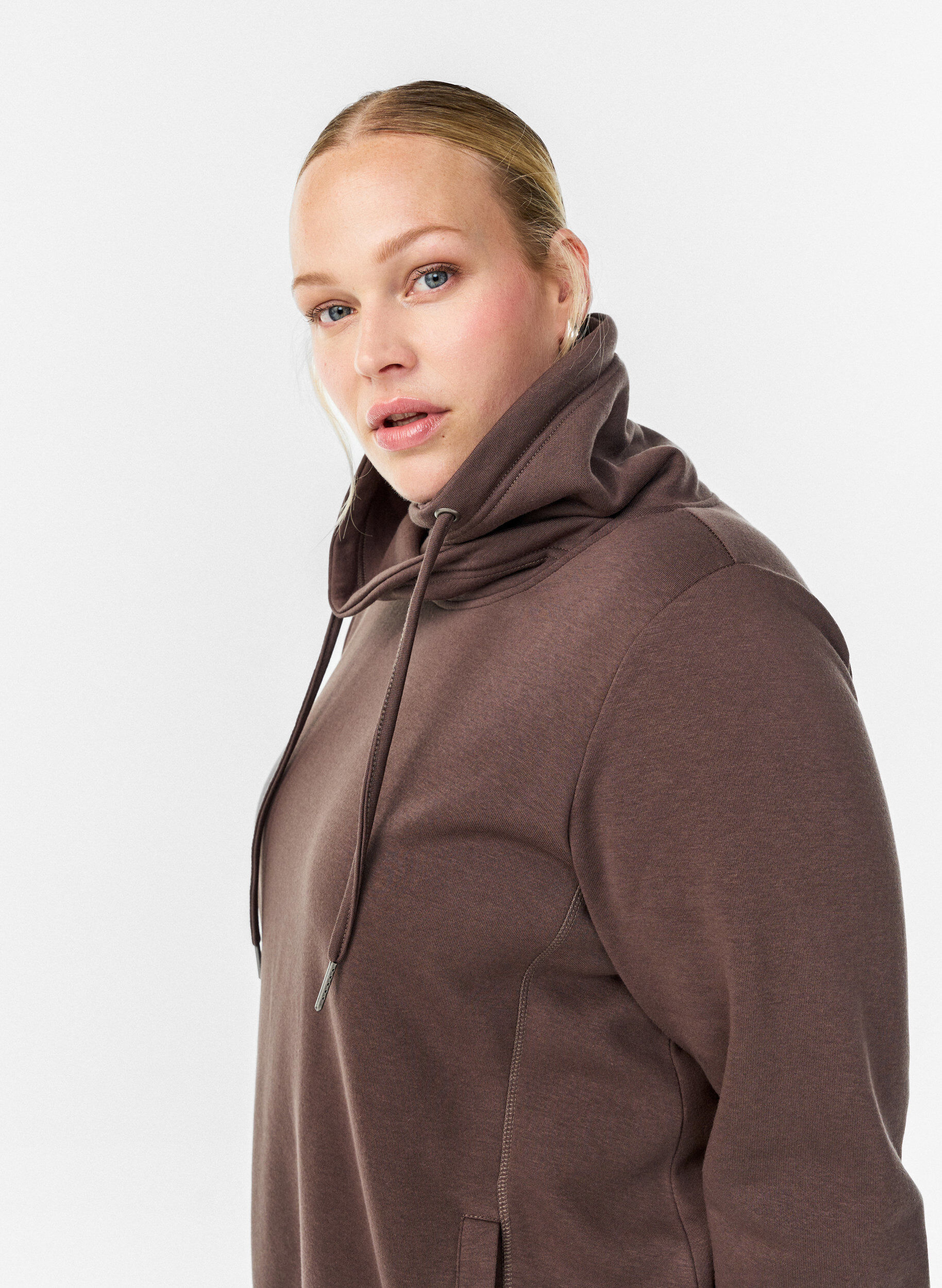 ZizziFLASH - Sweatshirt mit Stehkragen und Taschen, Braun, Image image number 0