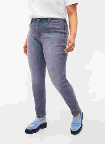 Extra Slim Nille Jeans mit hoher Taille, Grey Denim, Model image number 2