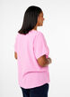 Bluse mit kurzen Ärmeln und einem Rundhalsausschnitt, Pink, Model image number 2