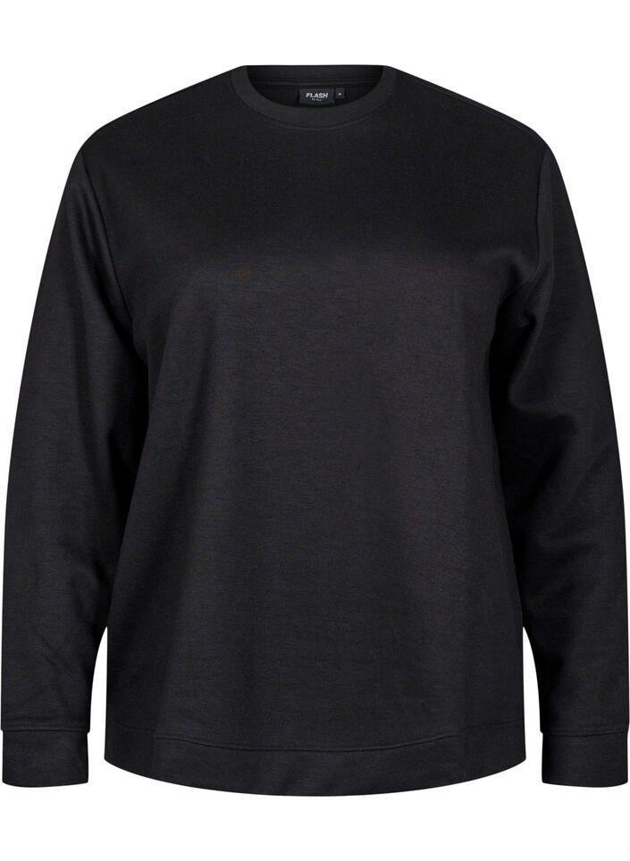 Sweatshirt mit Rundhalsausschnitt, Schwarz, Packshot image number 0