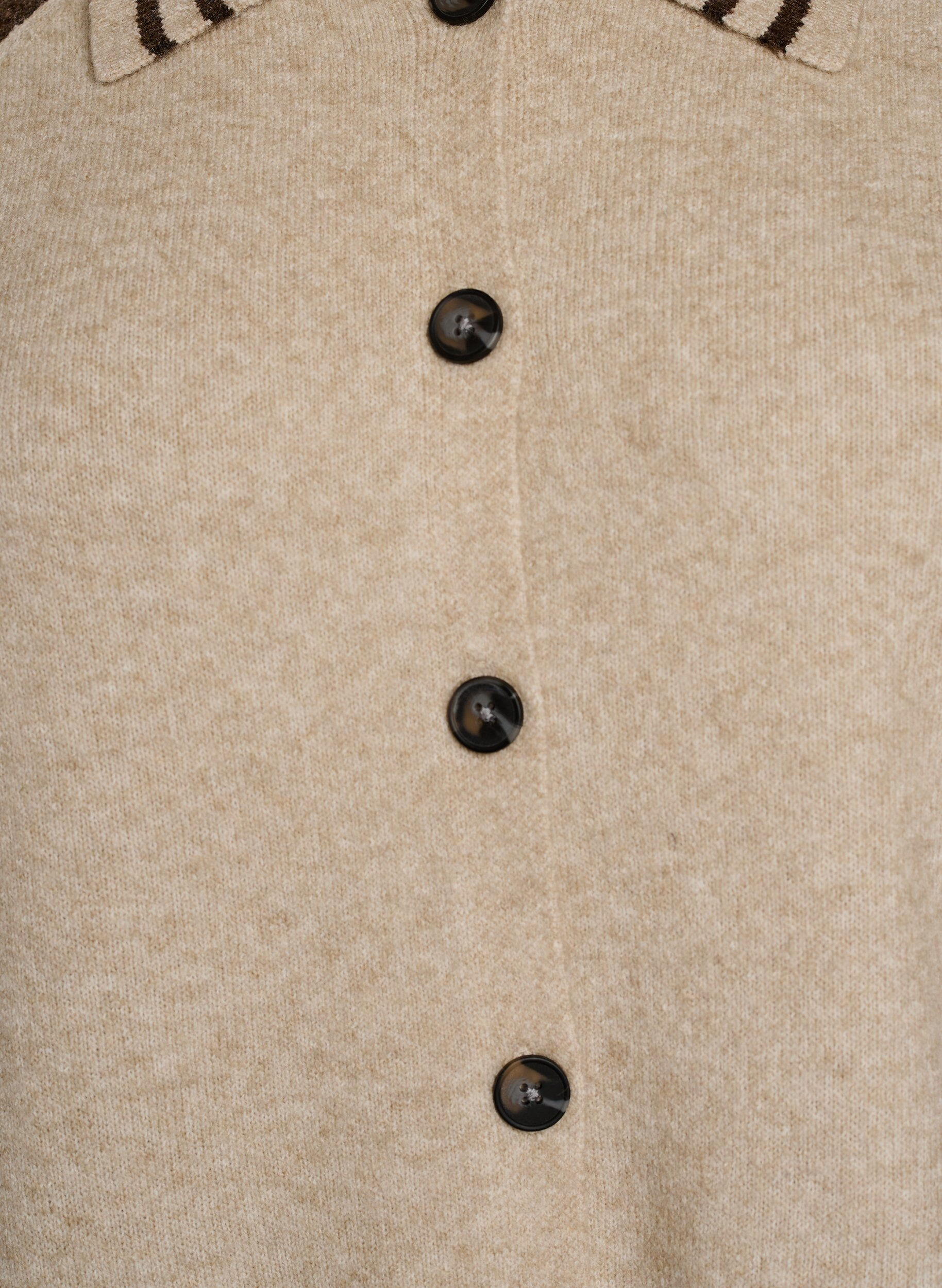 ZizziStrickjacke mit Kontrast&auml;rmeln und Kragen, Beige, Packshot image number 2