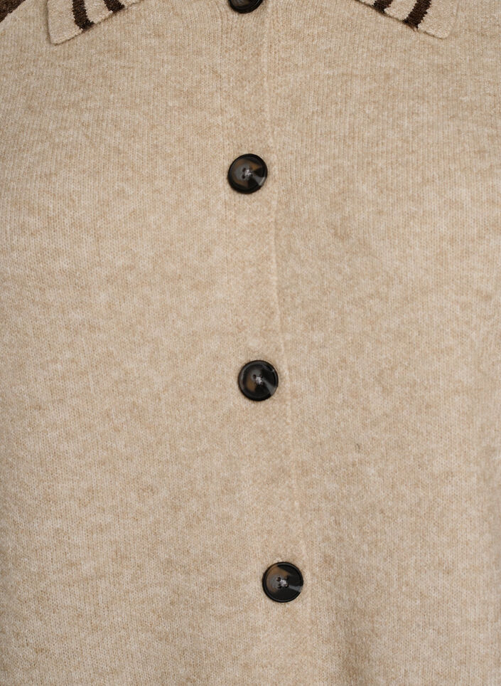 Strickjacke mit Kontrast&auml;rmeln und Kragen, Beige, Packshot image number 2