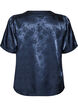 Gebl&uuml;mte Bluse aus Satin mit V-Ausschnitt, Blau, Packshot image number 1