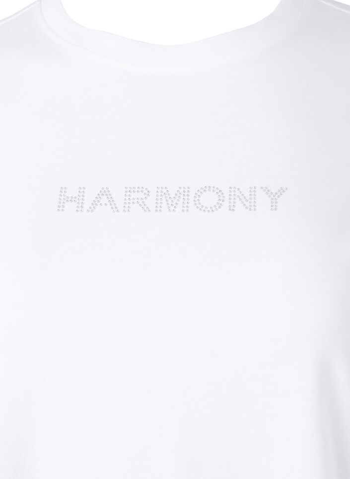 T-Shirt aus Bio-Baumwolle mit Text, White HARMONY, Packshot image number 2
