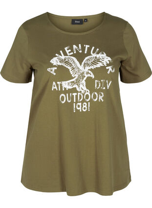 T-Shirt aus Baumwolle mit Print, Ivy Green, Packshot image number 0