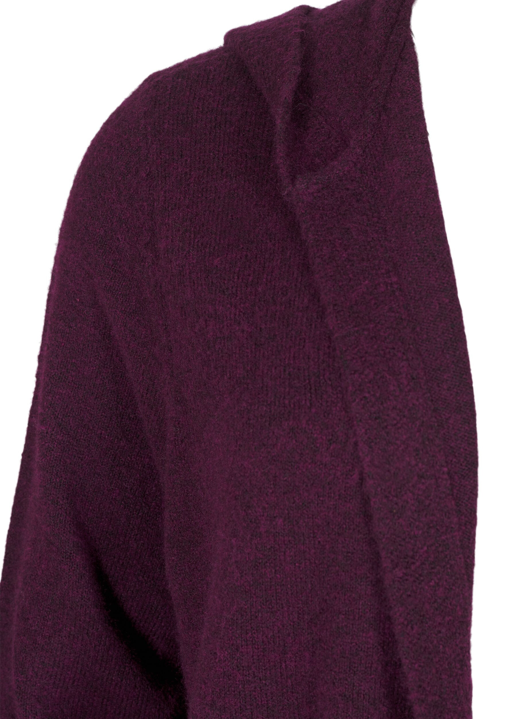 ZizziLanger Strickcardigan aus Wolle mit Kapuze, Potent Purple Mel., Packshot image number 2