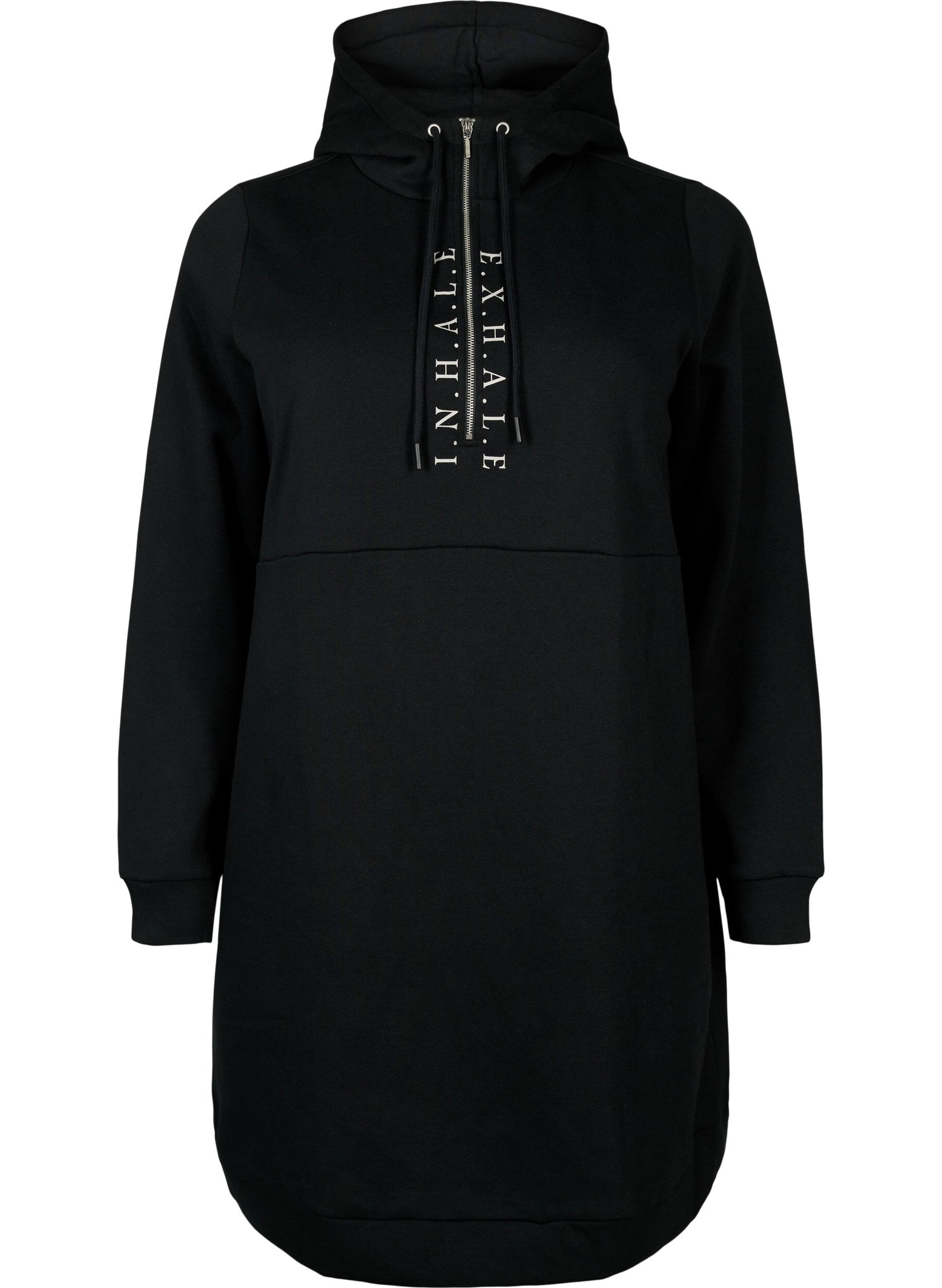 ZizziSportliches Sweatshirtkleid mit Kapuze, Black/Grey, Packshot image number 0