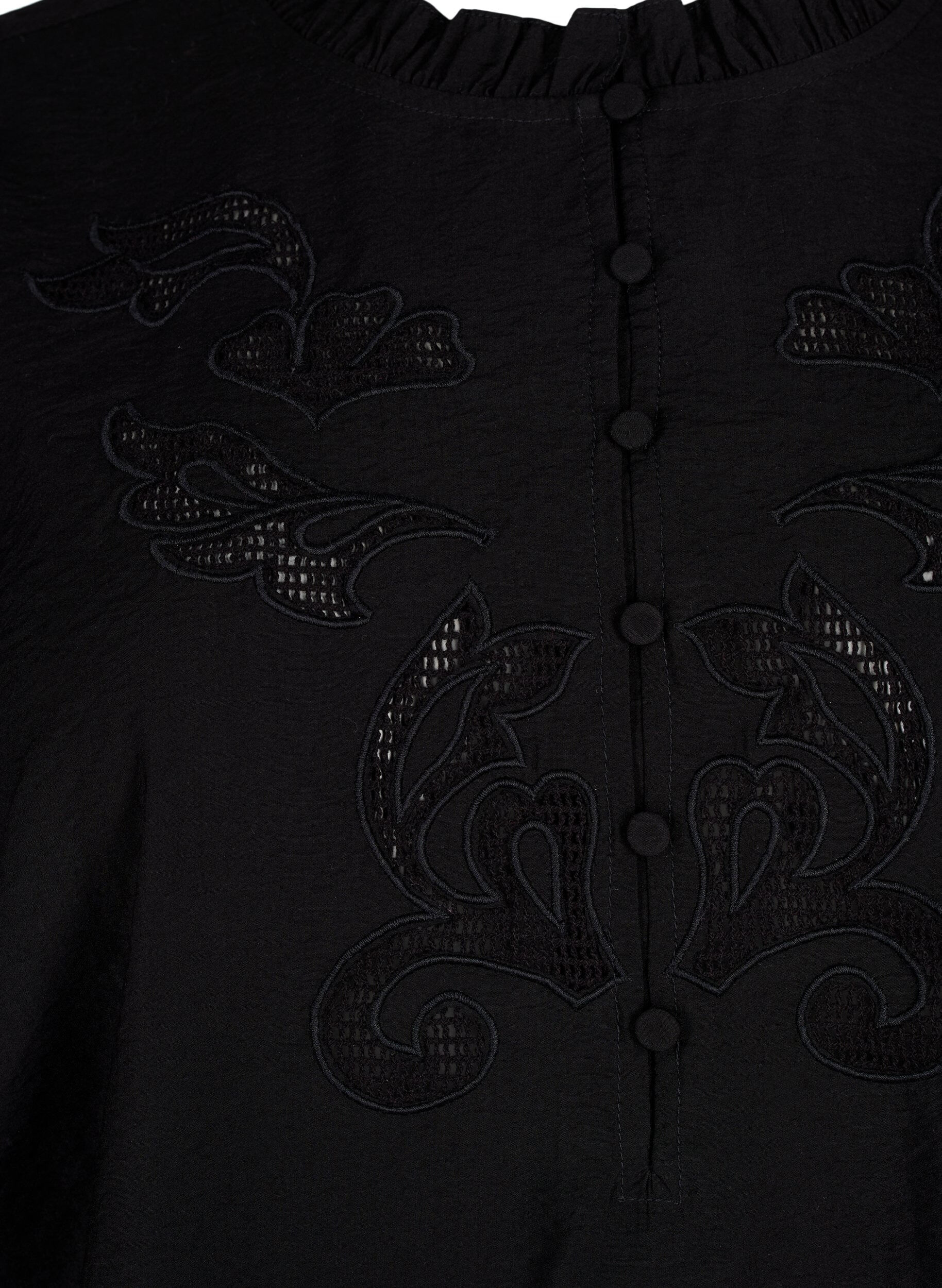 ZizziBluse mit R&uuml;schen und Lochstickerei, Black, Packshot image number 2