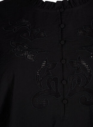 Bluse mit Rüschen und Lochstickerei, Black, Packshot image number 2