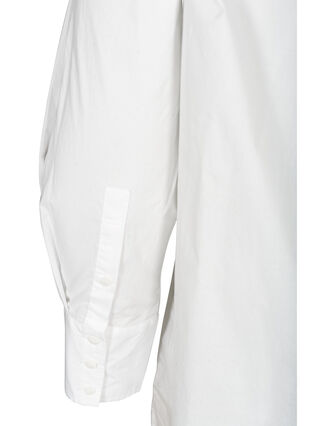 Lange Baumwollbluse mit Brusttasche, Bright White, Packshot image number 3