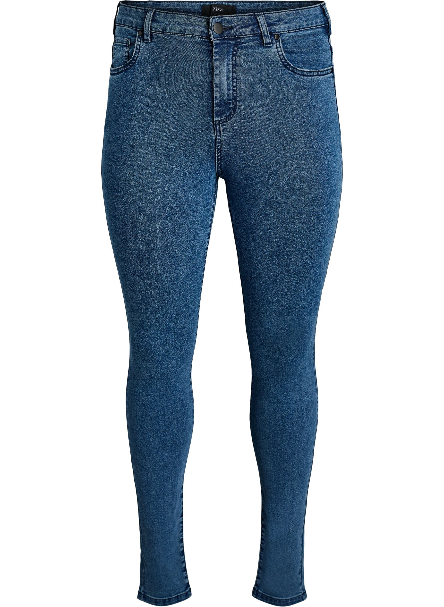 ZizziAmy Super Slim Fit Jeans mit hoher Taille, Blau, Packshot image number 0