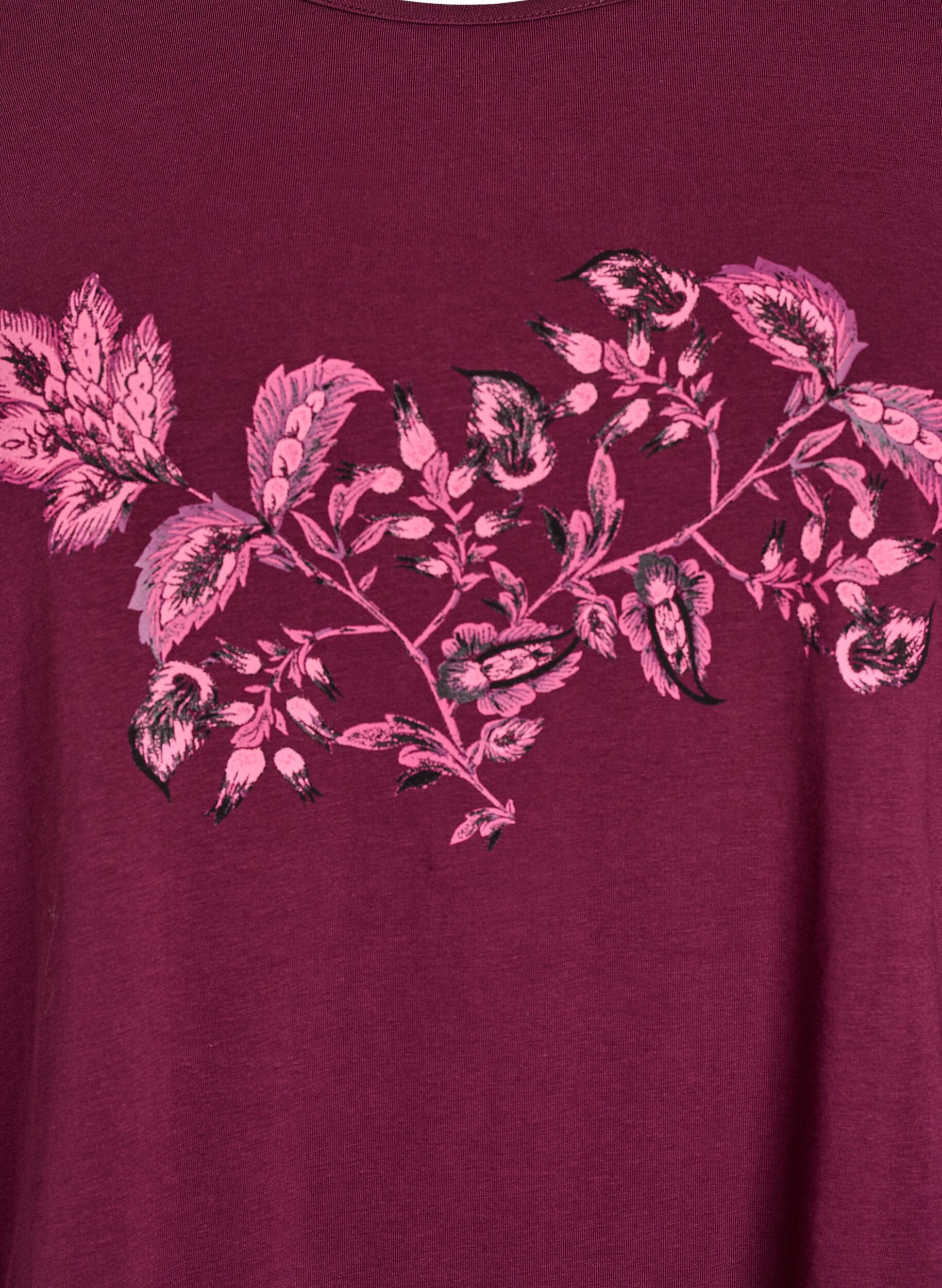 ZizziNachtshirt aus Baumwolle mit Print auf der Vorderseite, Dunkles Bordeaux, Packshot image number 2