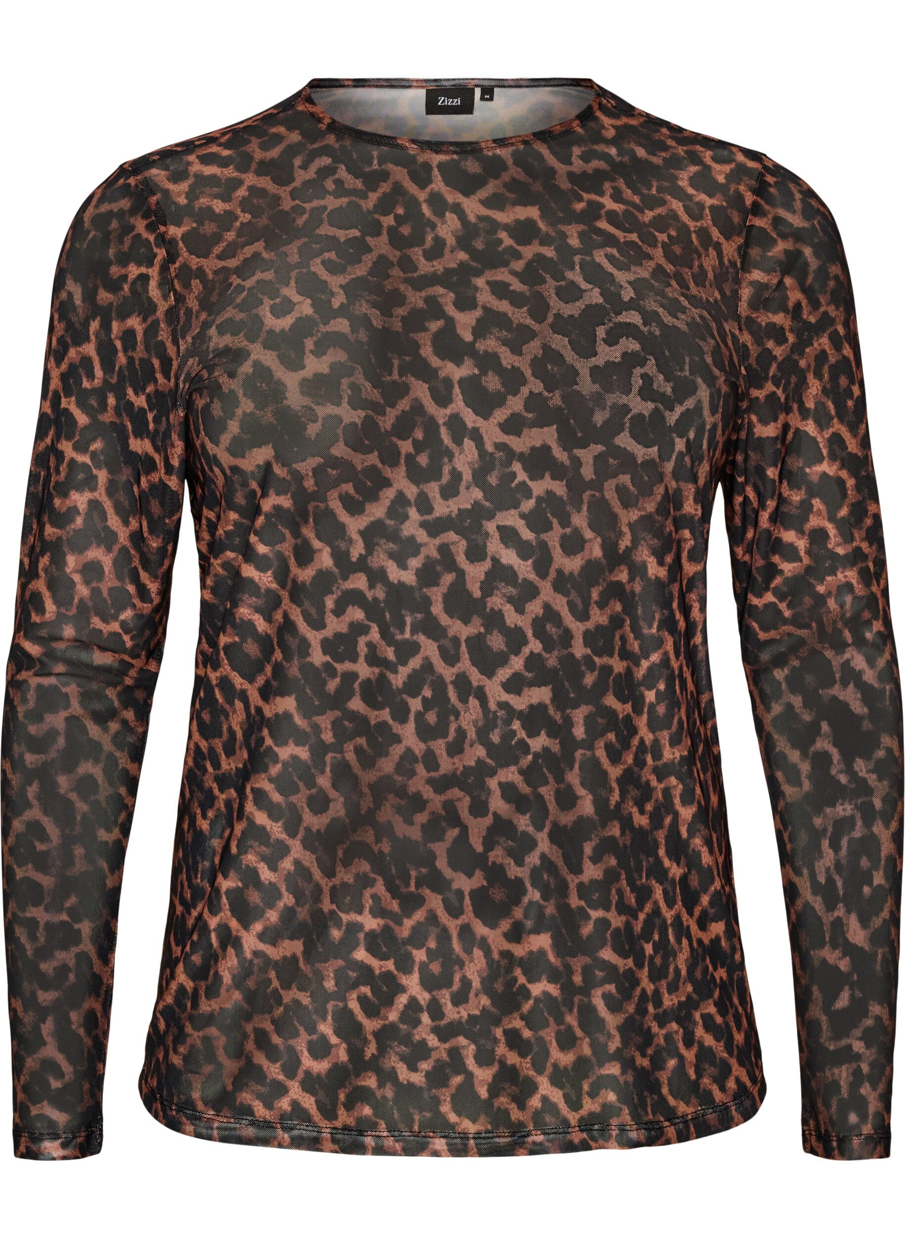 ZizziBluse aus Mesh mit Print, Braun, Packshot image number 0