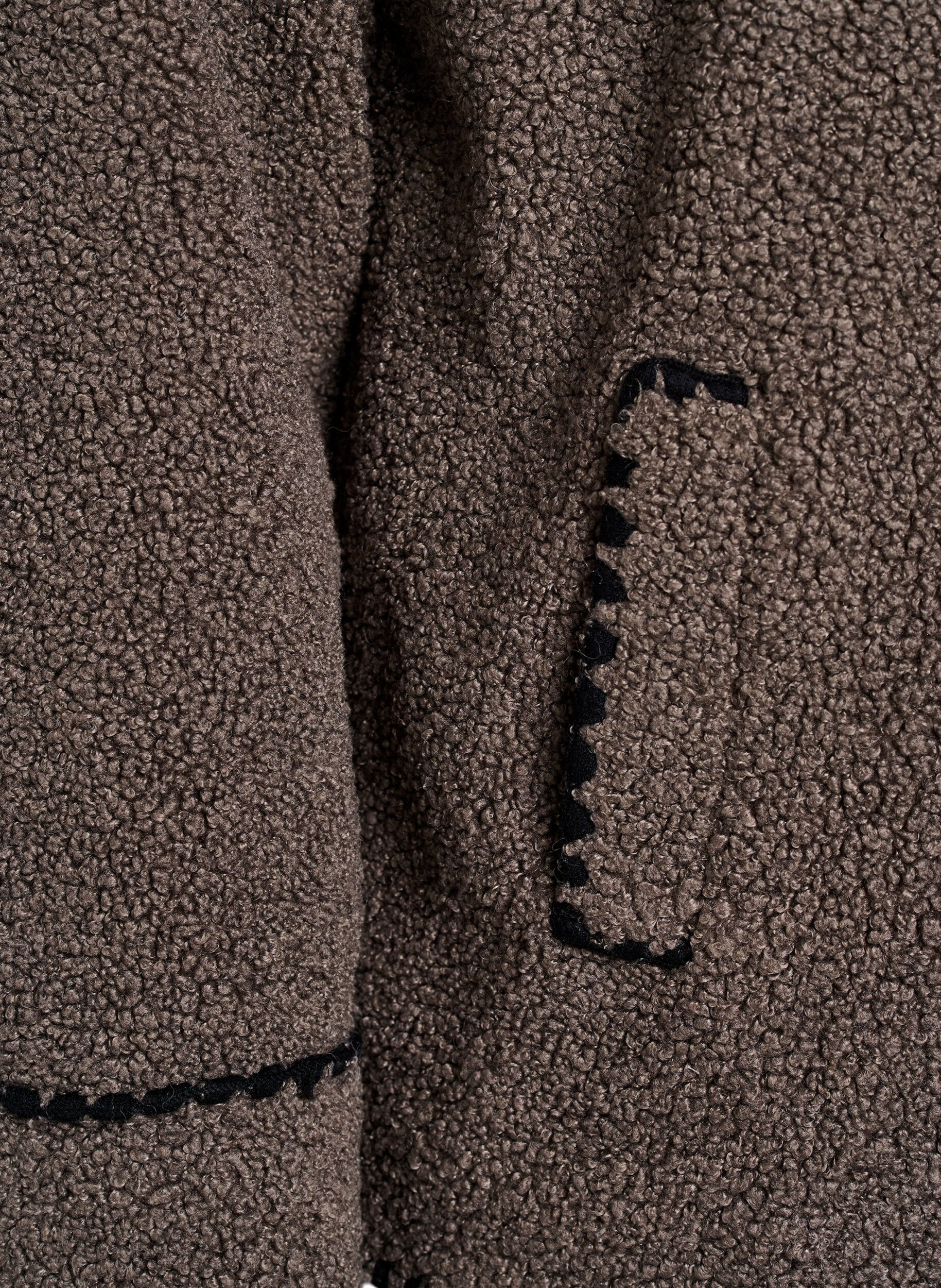 ZizziTeddyjacke mit Kontrastdetails, Braun, Packshot image number 3