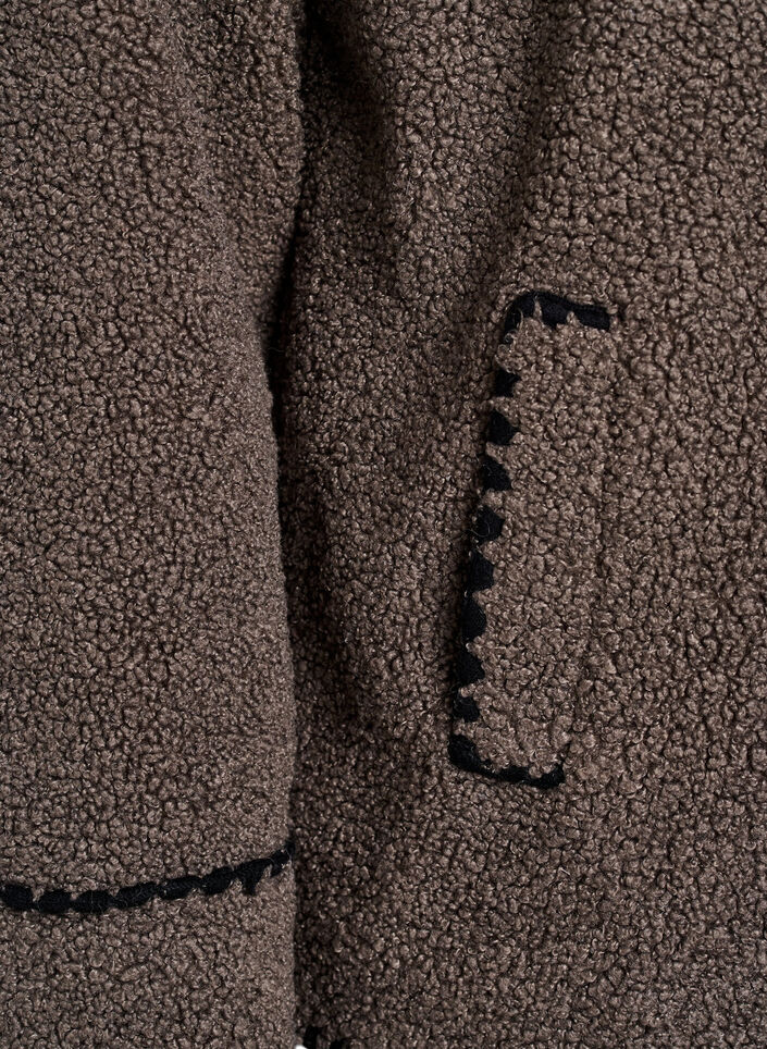 Teddyjacke mit Kontrastdetails, Braun, Packshot image number 3