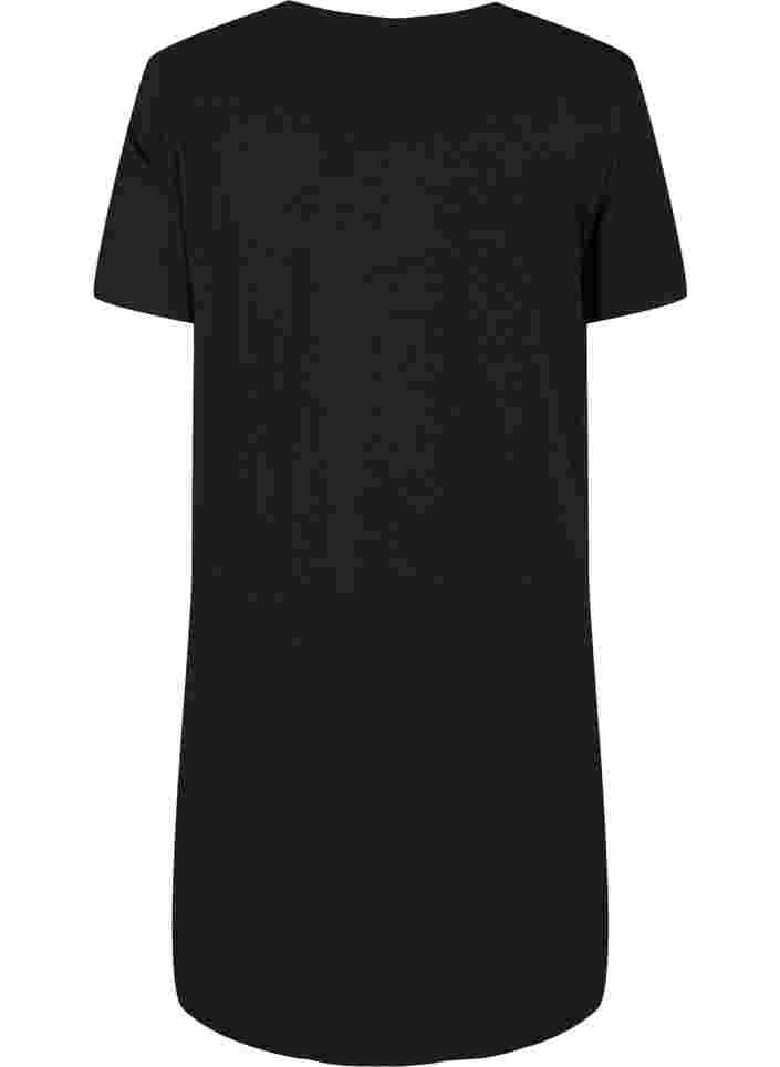 Kurzärmeliges Nachthemd mit V-Ausschnitt, Black, Packshot image number 1