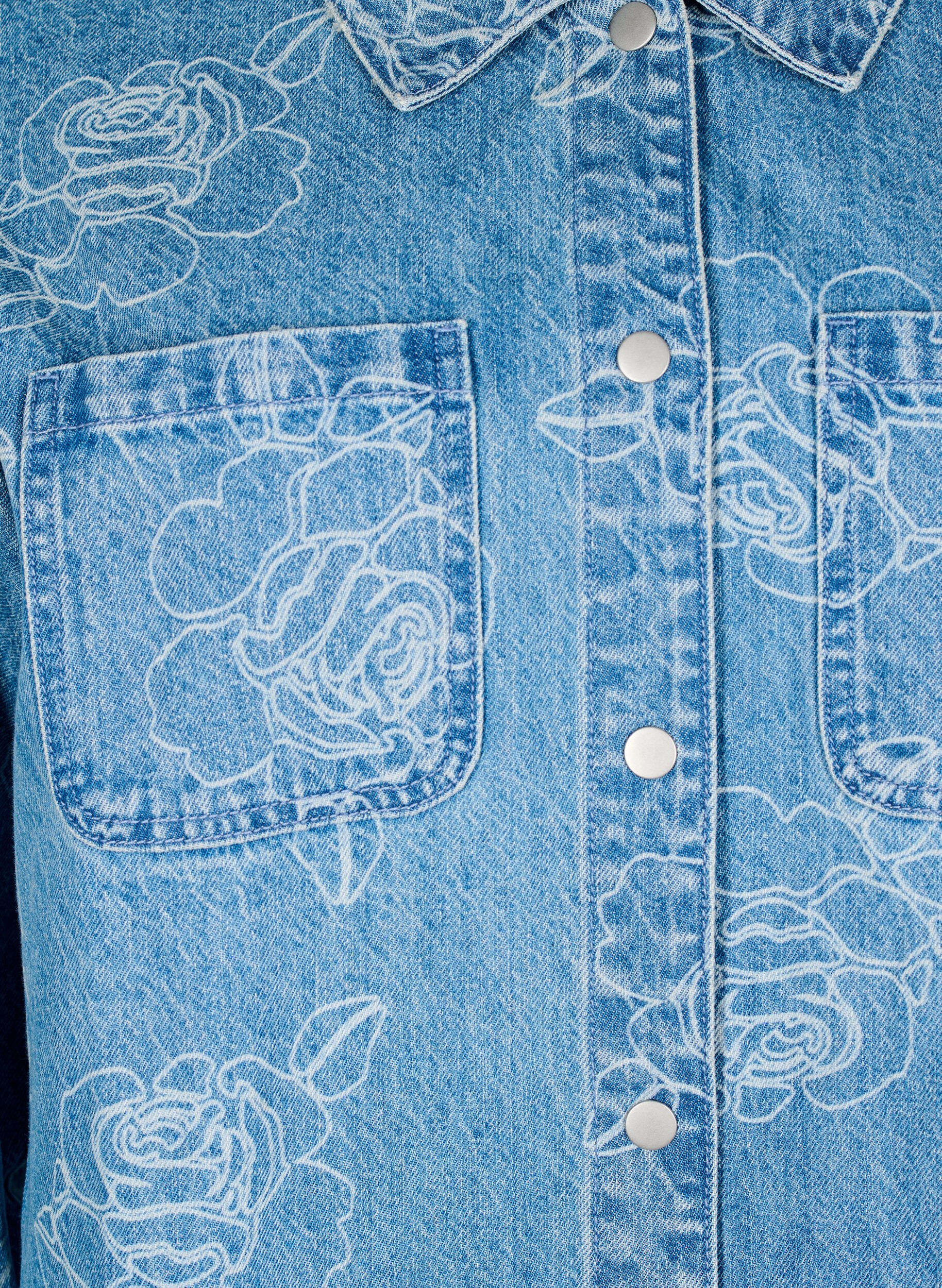 ZizziJeansjacke mit floralem Muster, Light Blue Denim, Packshot image number 2