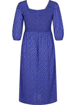 Gepunktetes Kleid aus Viskose mit Smock, R.Blue w. Black Dot, Packshot image number 1