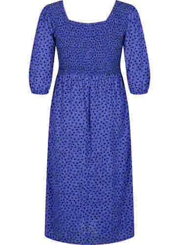 Gepunktetes Kleid aus Viskose mit Smock, R.Blue w. Black Dot, Packshot image number 1