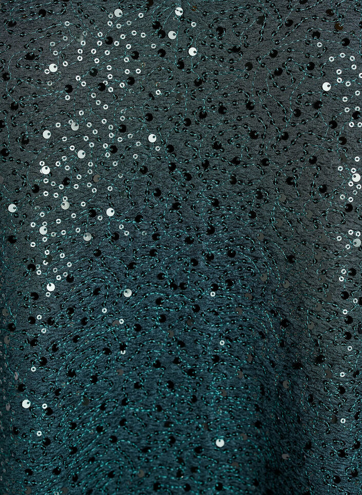 Kurzes Paillettenkleid mit Puffärmeln, Grün, Packshot image number 2