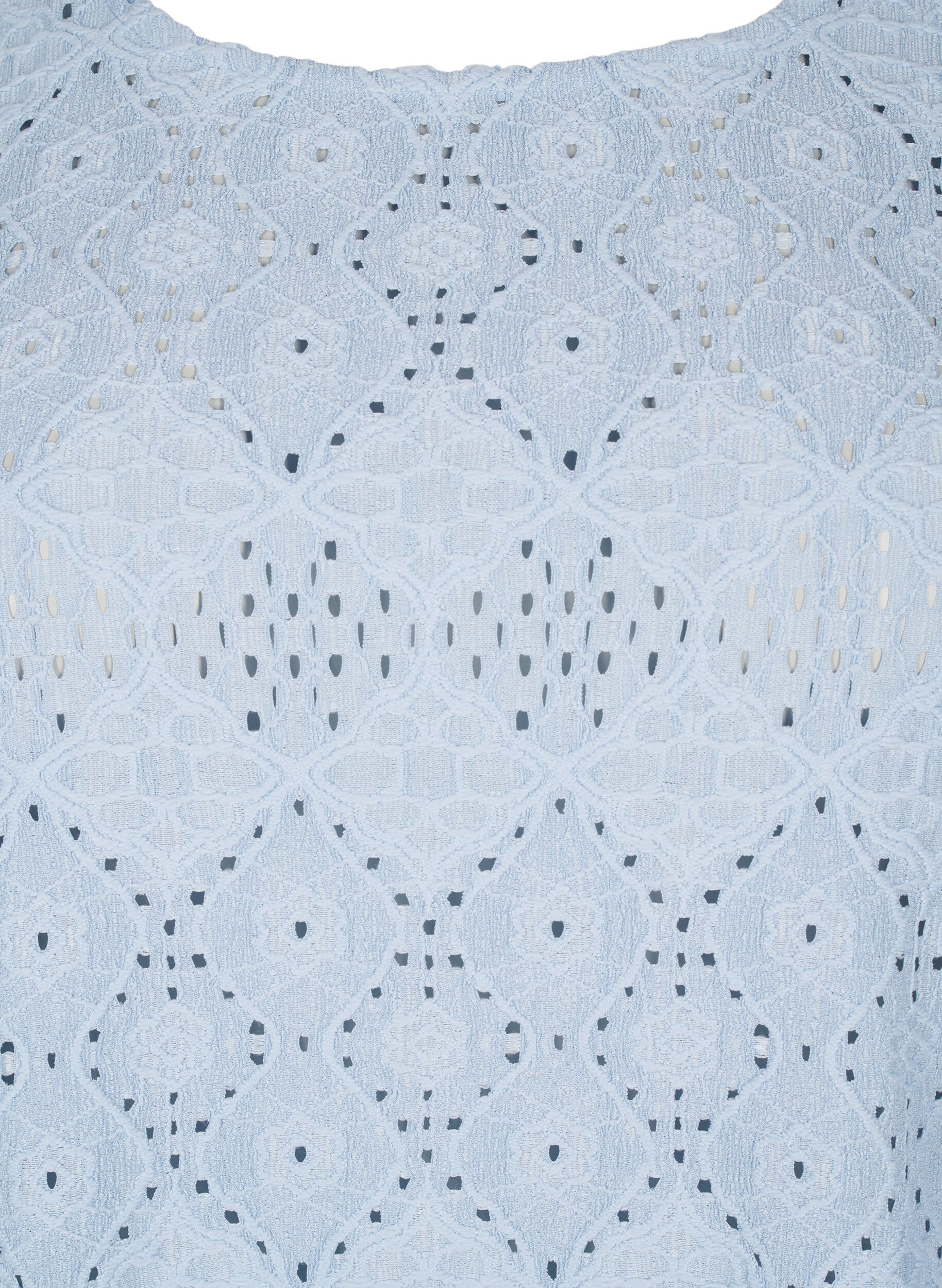 Zizzi Kurz&auml;rmelige Bluse mit Lochmuster, Cashmere Blue, Packshot image number 2