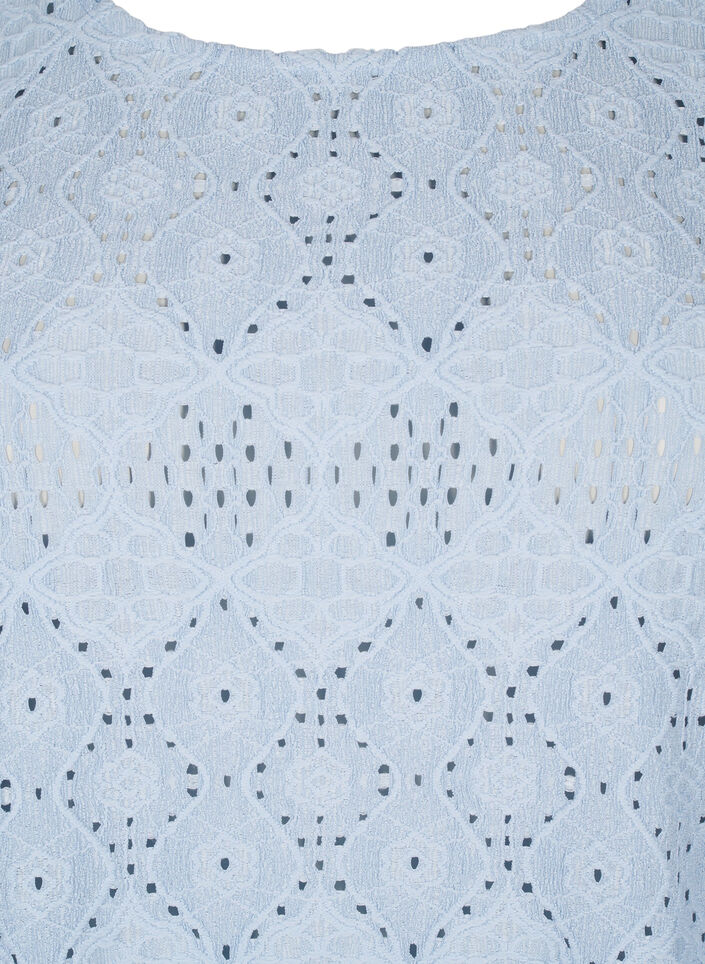  Kurzärmelige Bluse mit Lochmuster, Cashmere Blue, Packshot image number 2