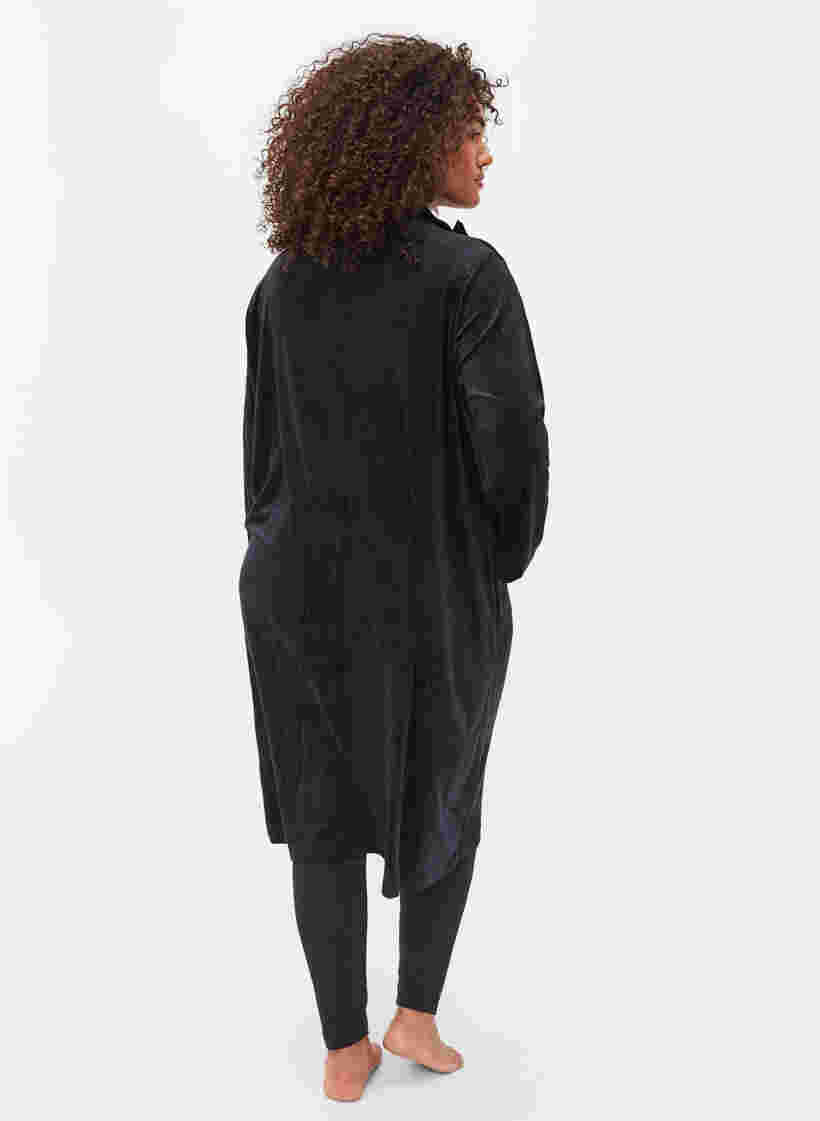 Velourskleid mit Reißverschluss und Taschen, Black, Model image number 1