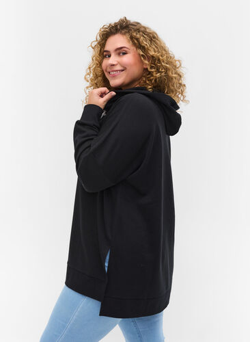 Kapuzensweatshirt mit kontrastvollen Schnüren, Black, Model image number 1