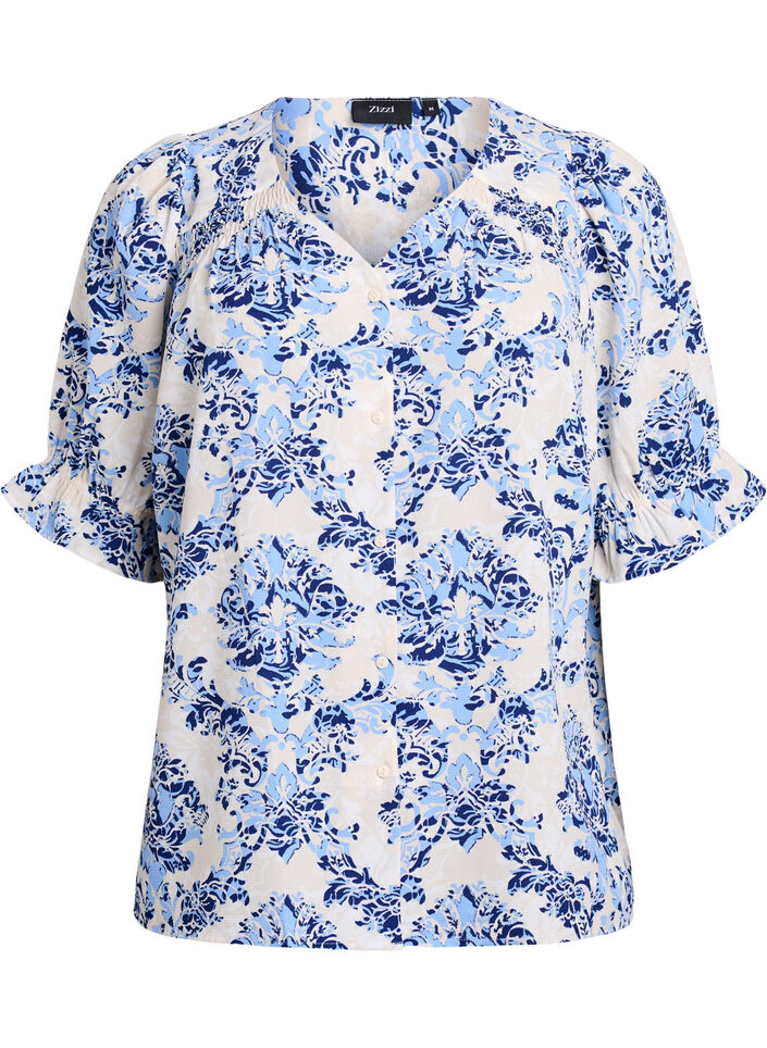 Bluse mit 1/2 &Auml;rmeln, Beige, Packshot image number 0