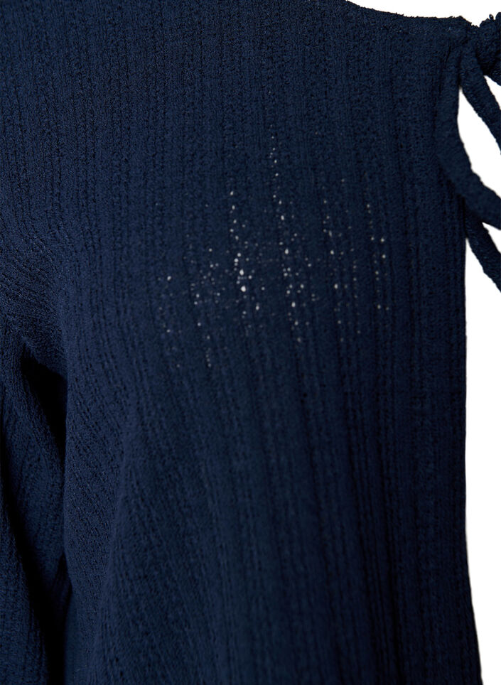 Strickjacke aus Jersey mit Struktur und Bindedetail vorne, Blau, Packshot image number 2